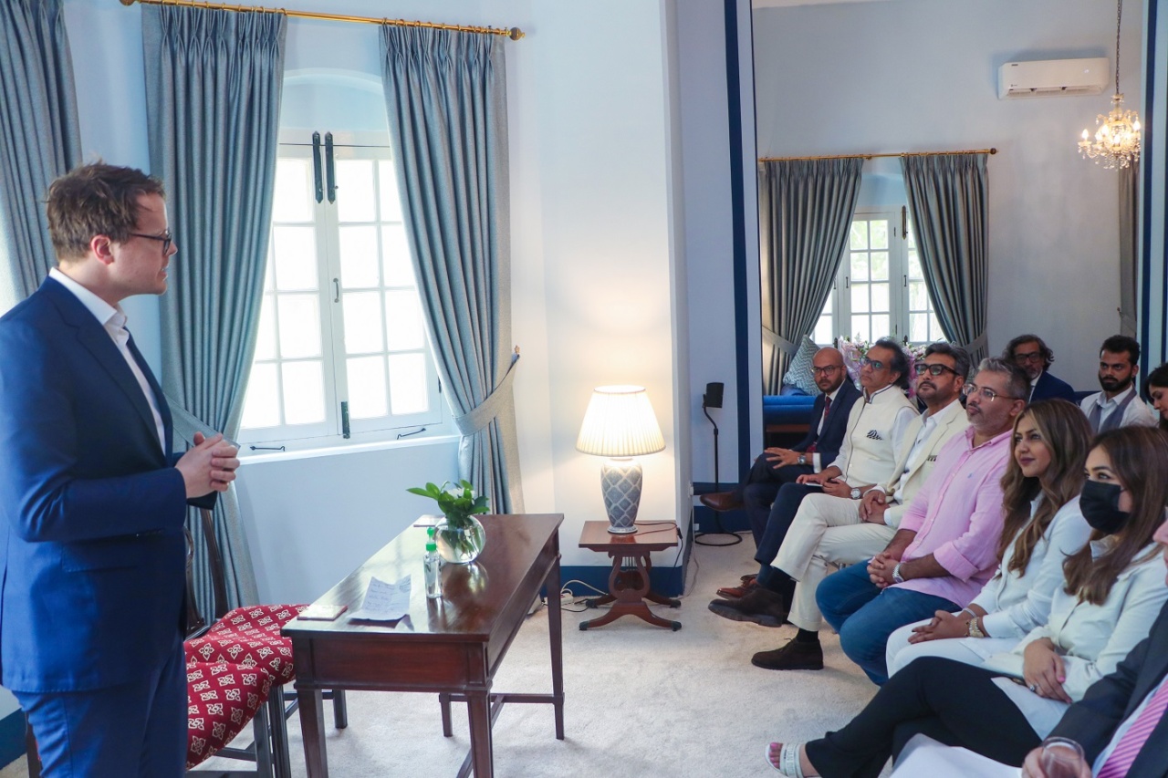 Stuart Smith presenting to guests at Acton House