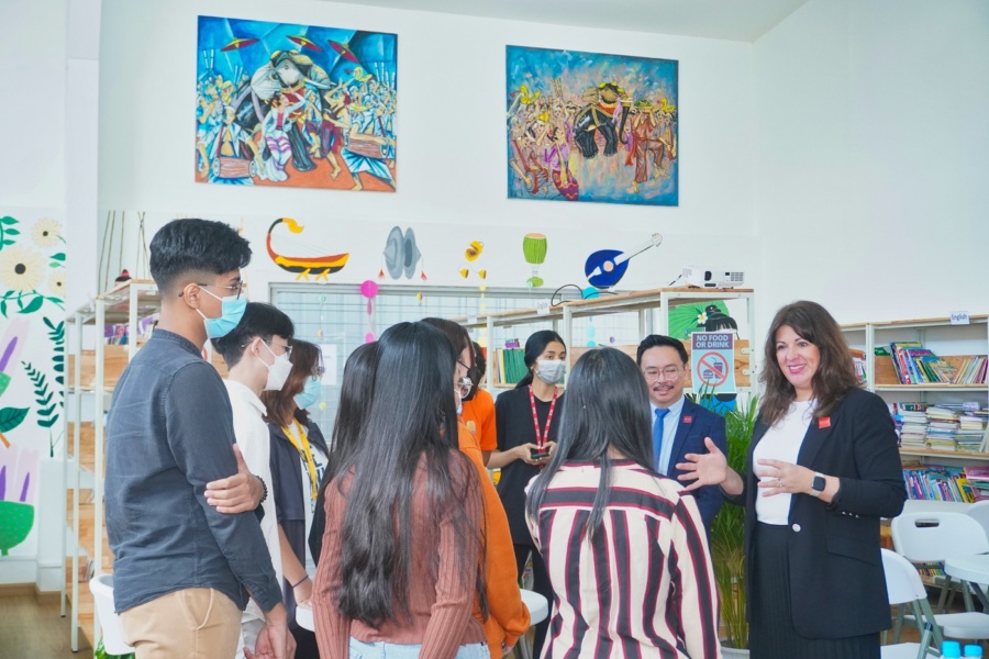 Speaking with students