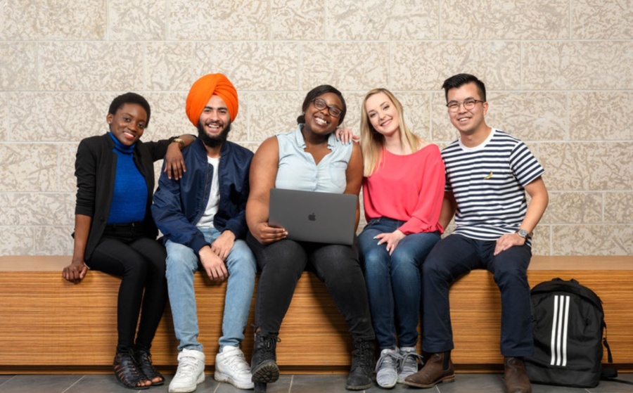 Students posing for a photo at the University of Regina