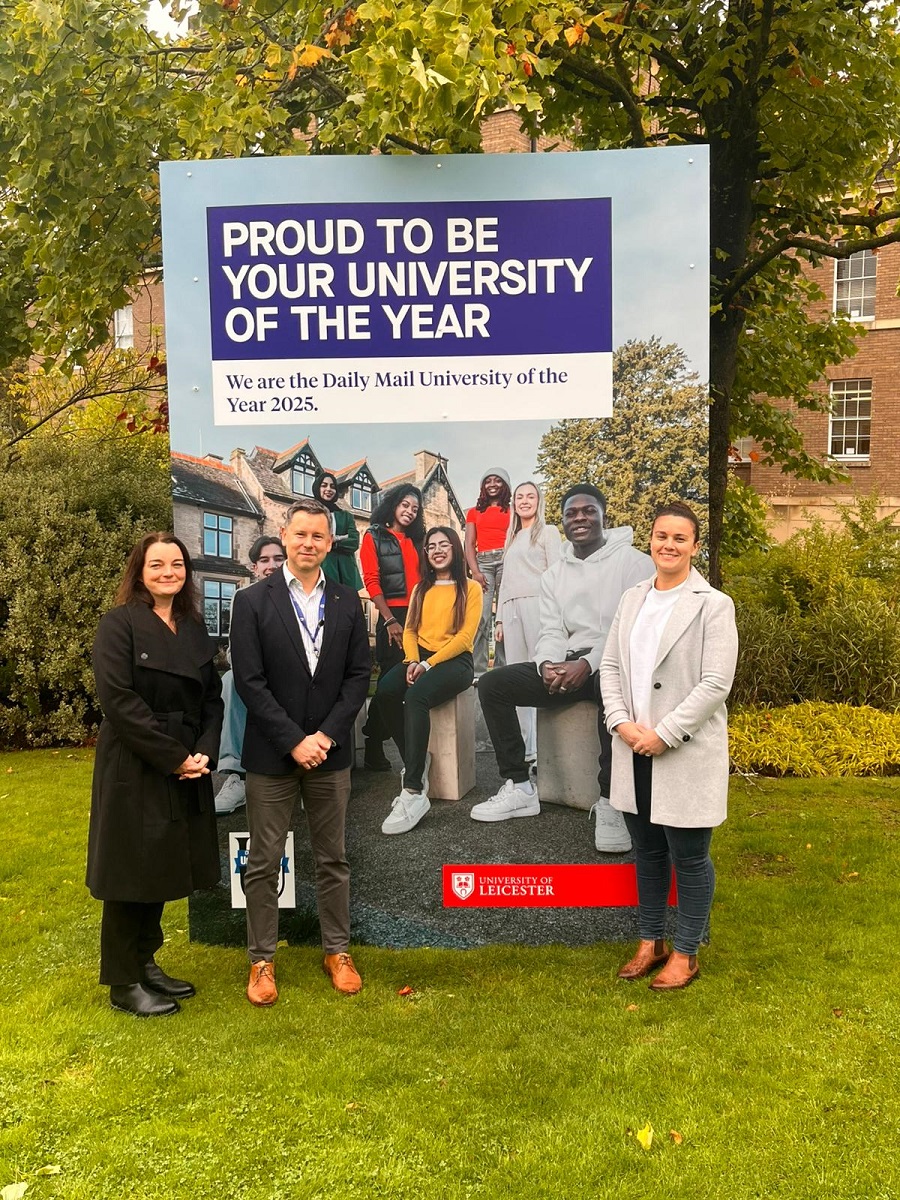 Staff from the University of Leicester and NCUK posing for a photograph.