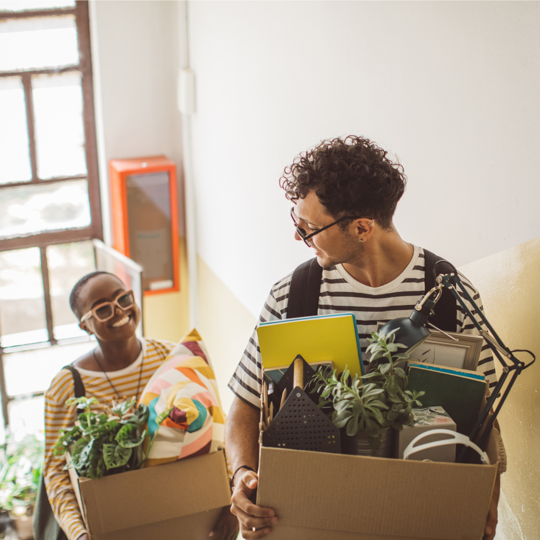 Students packing up their things